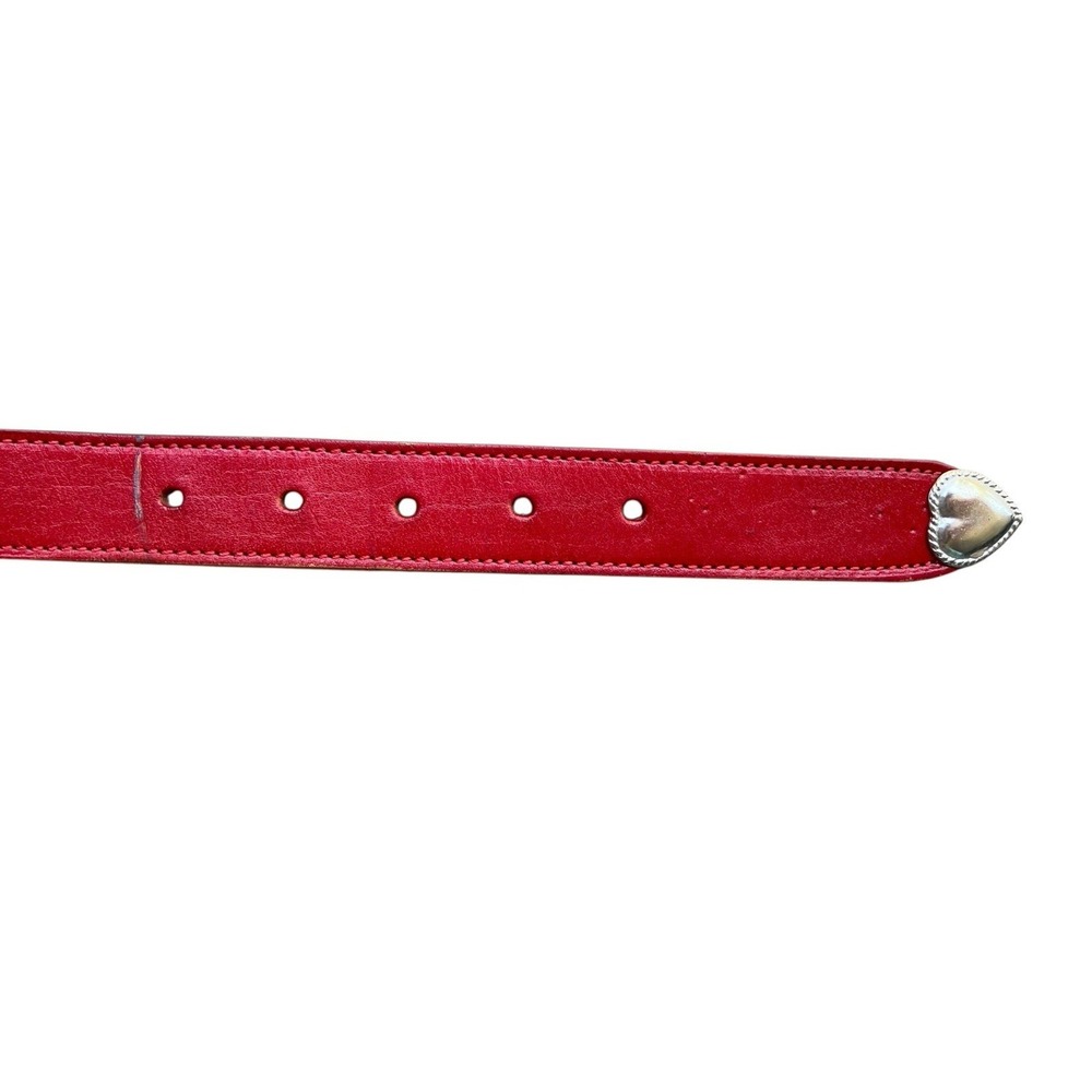 Vintage Red Leather Western Heart Belt Size S/M Silver Concho 90s  Leather Shop - Picture 6 of 6